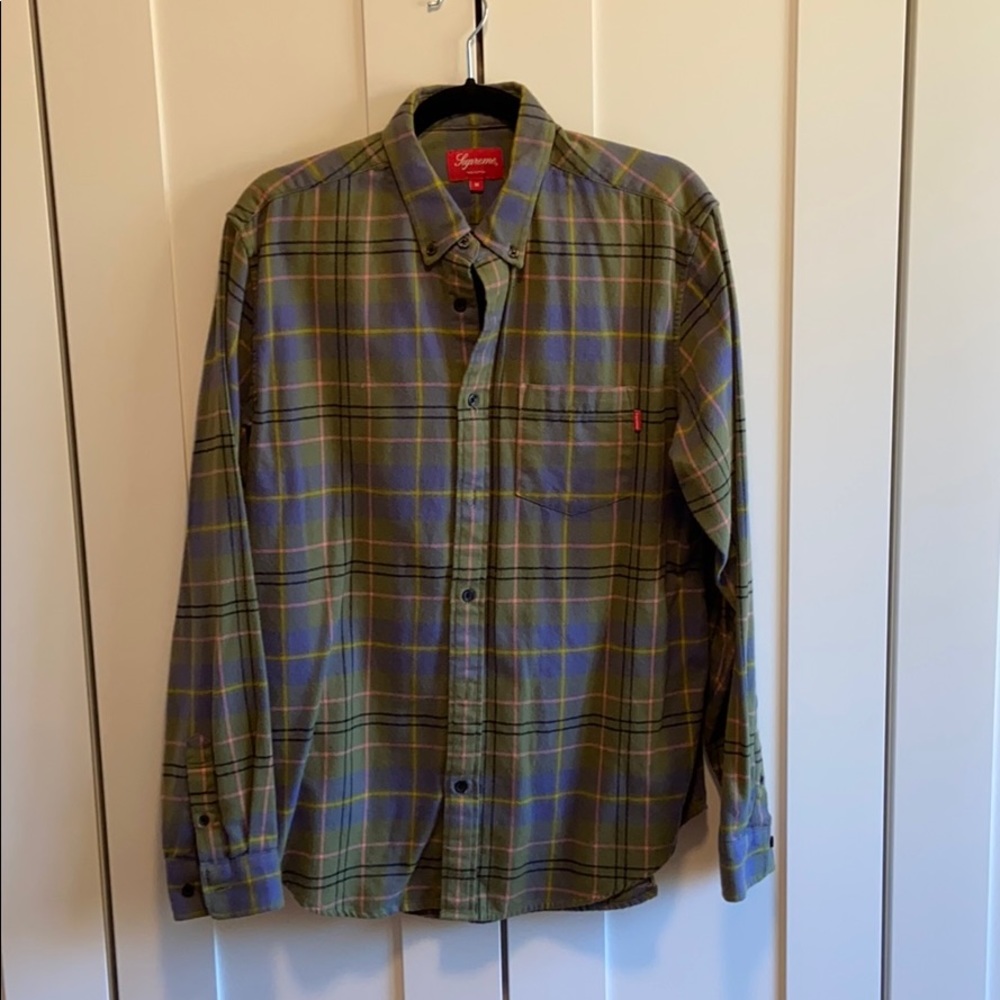 Supreme Flannel Vintage Plaid Button Up Size M
